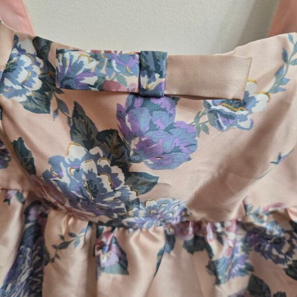NWOT Lulus Floral Pink Floral Mini Babydoll Dress Sz M Bows Coquette Regency - Picture 3 of 12
